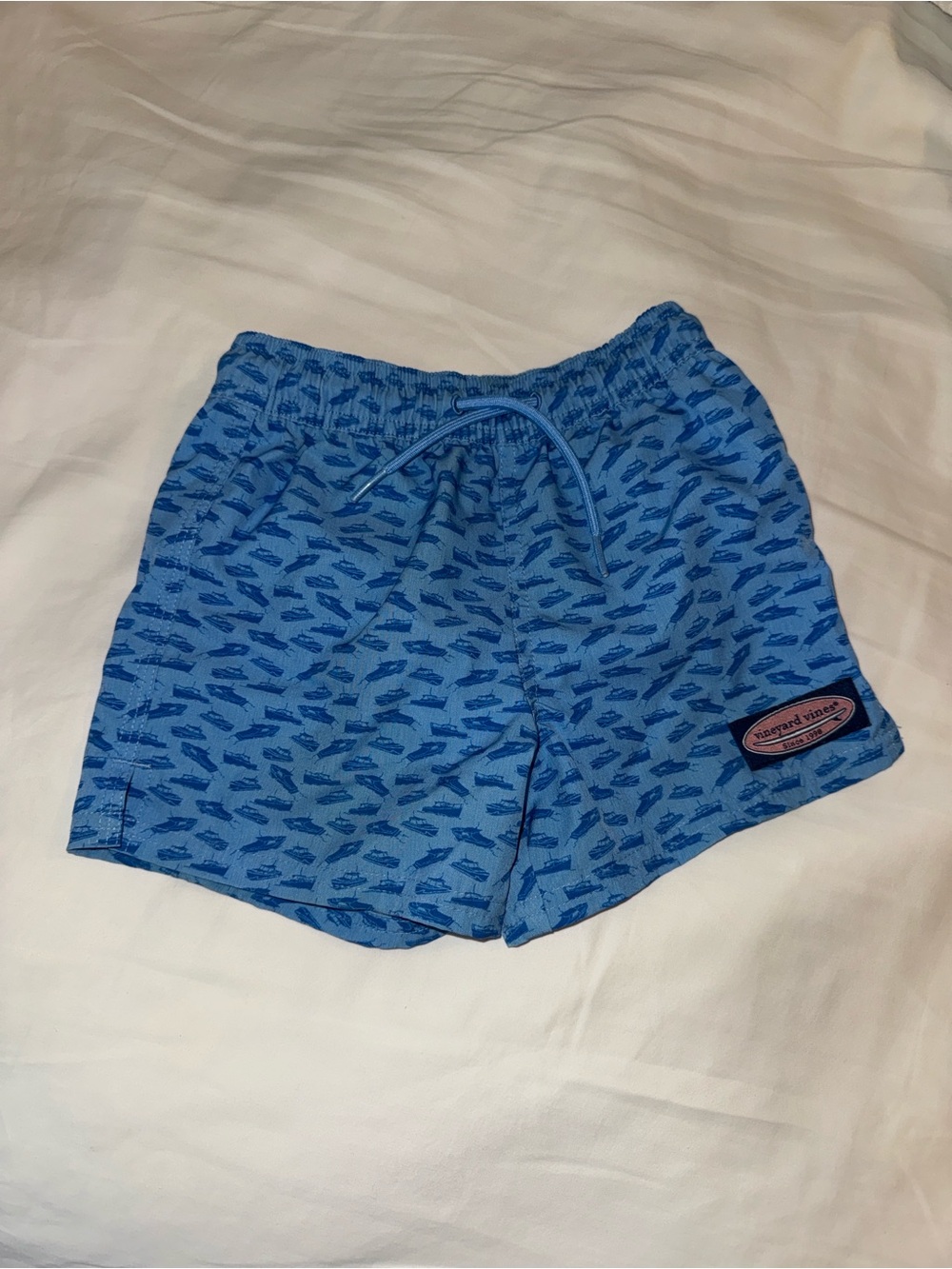 Vineyard Vines Toddler Boy’s Blue Boat Print Swim Trunks